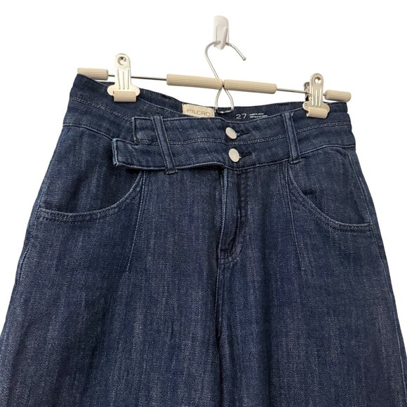 Pilcro Dark Wash Flare Wide Leg High Rise Trouser Jeans Womens Size 27 - Picture 3 of 6